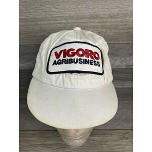 Vintage Vigoro Agribusiness Hat Cap One Size White Twill Farm Promo Mens 80s